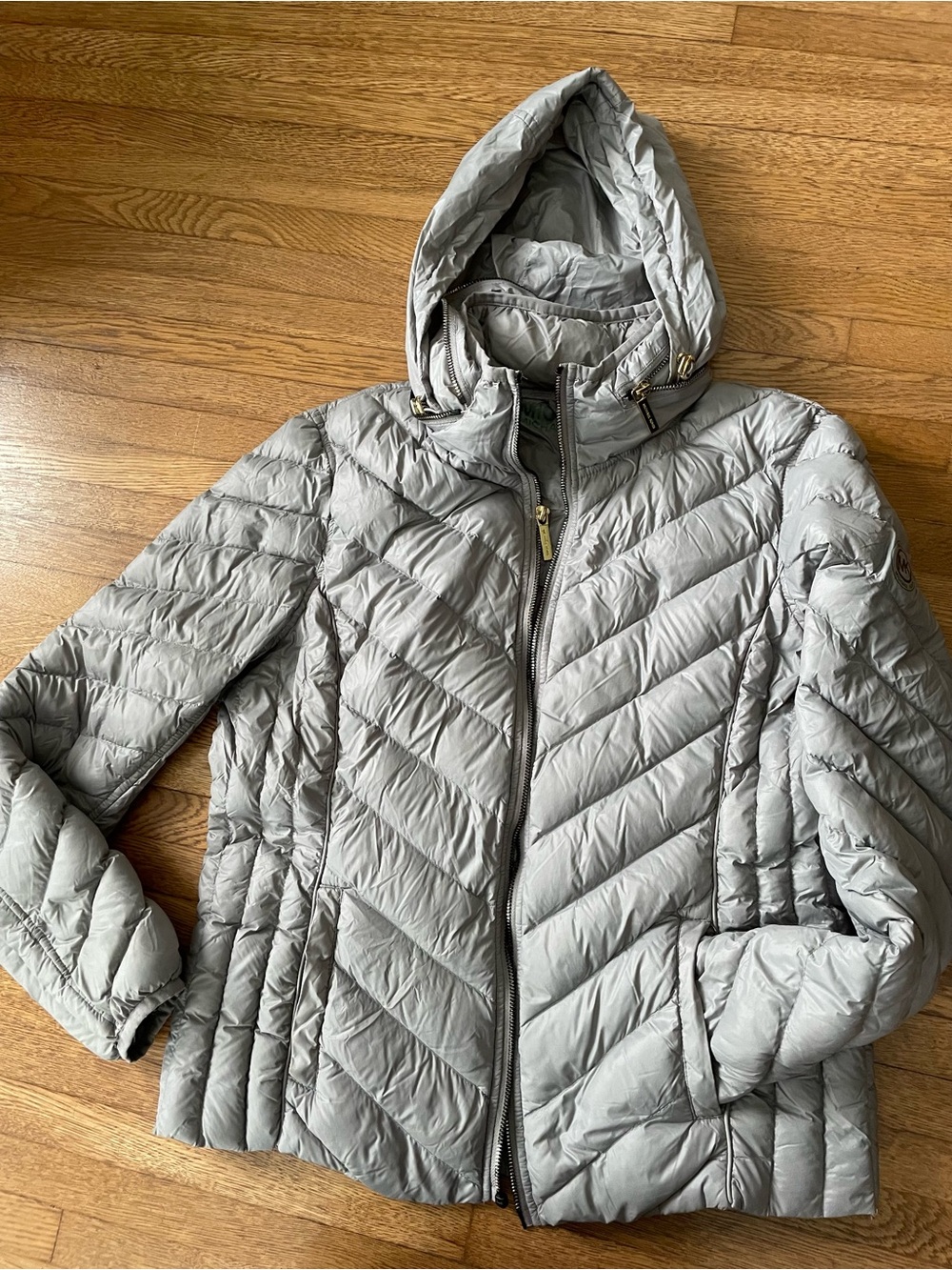 Michael Kors down coat packable women’s large gray